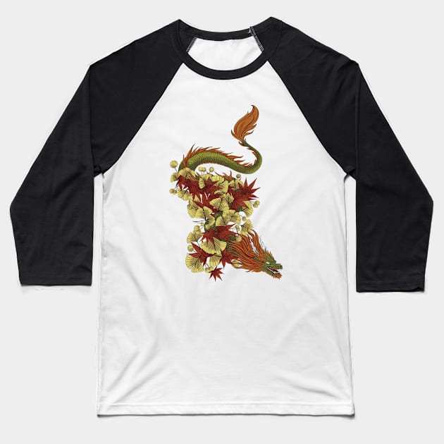 Autumn Dragon Baseball T-Shirt by Gekko and the Samurai 